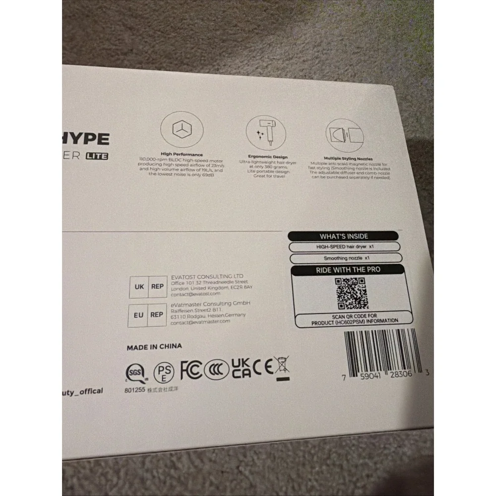 TYMO Airhype Lite High Speed Hair Dryer + Nozzle - Champagne Pink